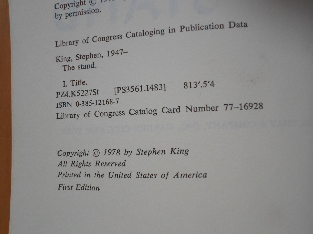 The Stand, 1st (1978) Edition. Stated First Edition.